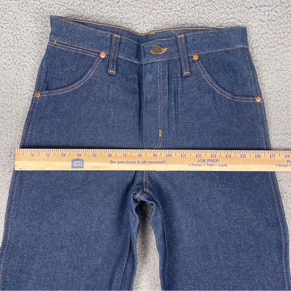 VTG Deadstock Wrangler Jeans Mens 27x35 Blue Western Bootcut Flare 80s Raw‎ NWT - Picture 16 of 16